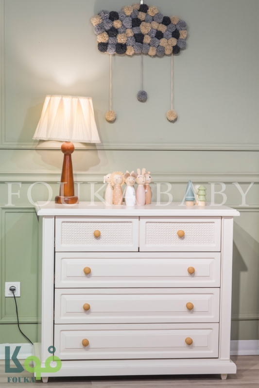 دراور سرویس آیریس با عروسکهای چوبی و تزئینات دیواری ابری پشمی