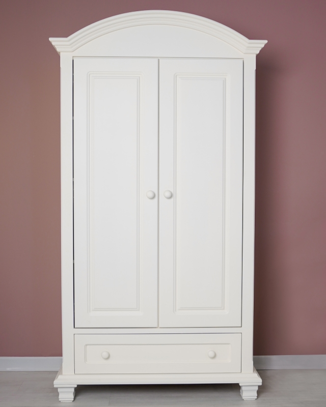 کمد دو درب سفید کلاسیک سرویس خواب روژان با یک کشو در پایین